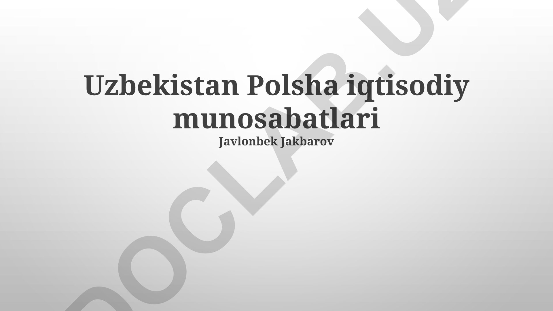 O'zbekiston va Polsha o'rtasidagi iqtisodiy munosabatlar