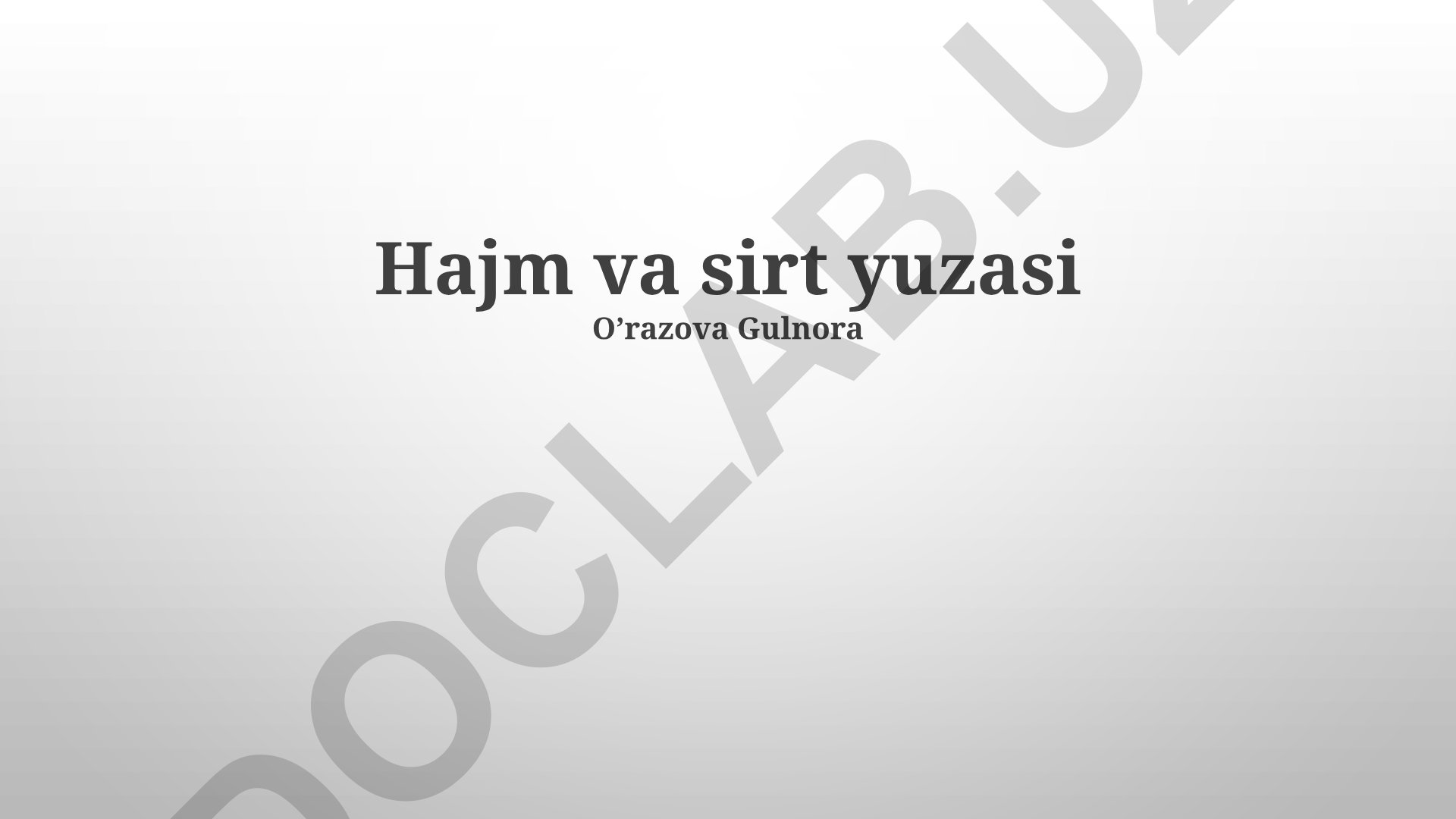 Hajm va sirt yuzasi