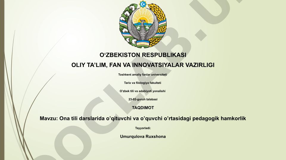 Ona tili darslarida o'qituvchi va o'quvchi o'rtasidagi pedagogik hamkorlik
