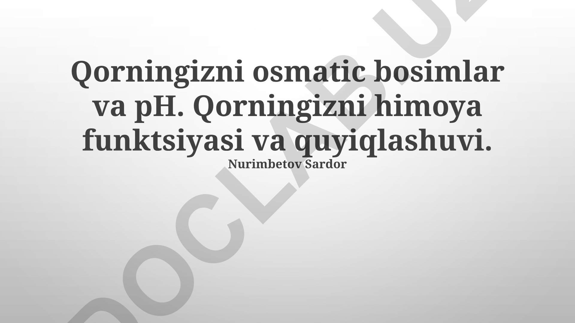 Ko'z shox qavatining osmotik bosimi va pH darajasi