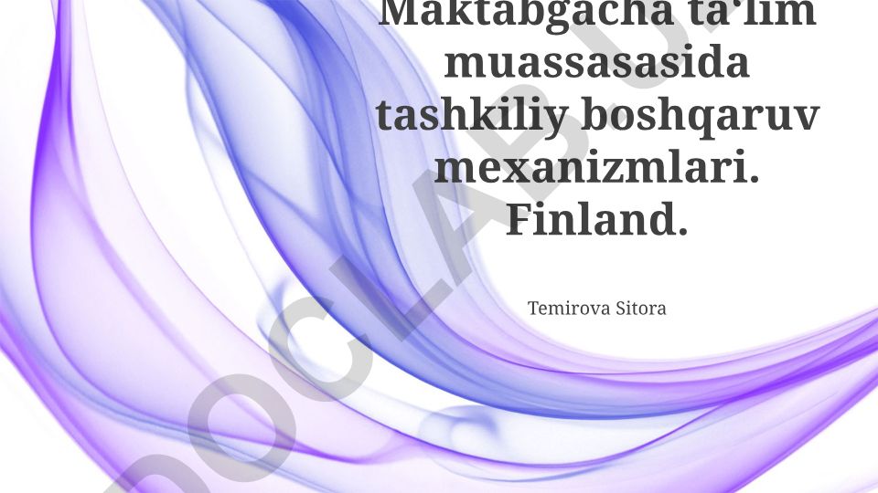 Maktabgacha ta'lim muassasalarida tashkiliy boshqaruv mexanizmlari