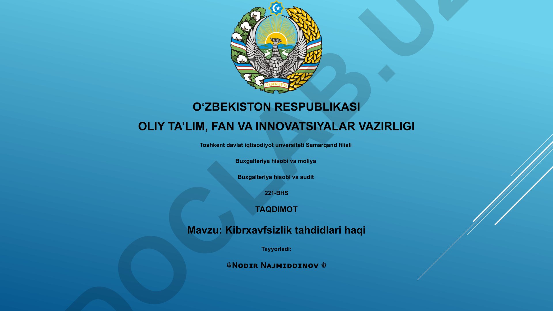 Kiberxavfsizlik tahdidlari haqi