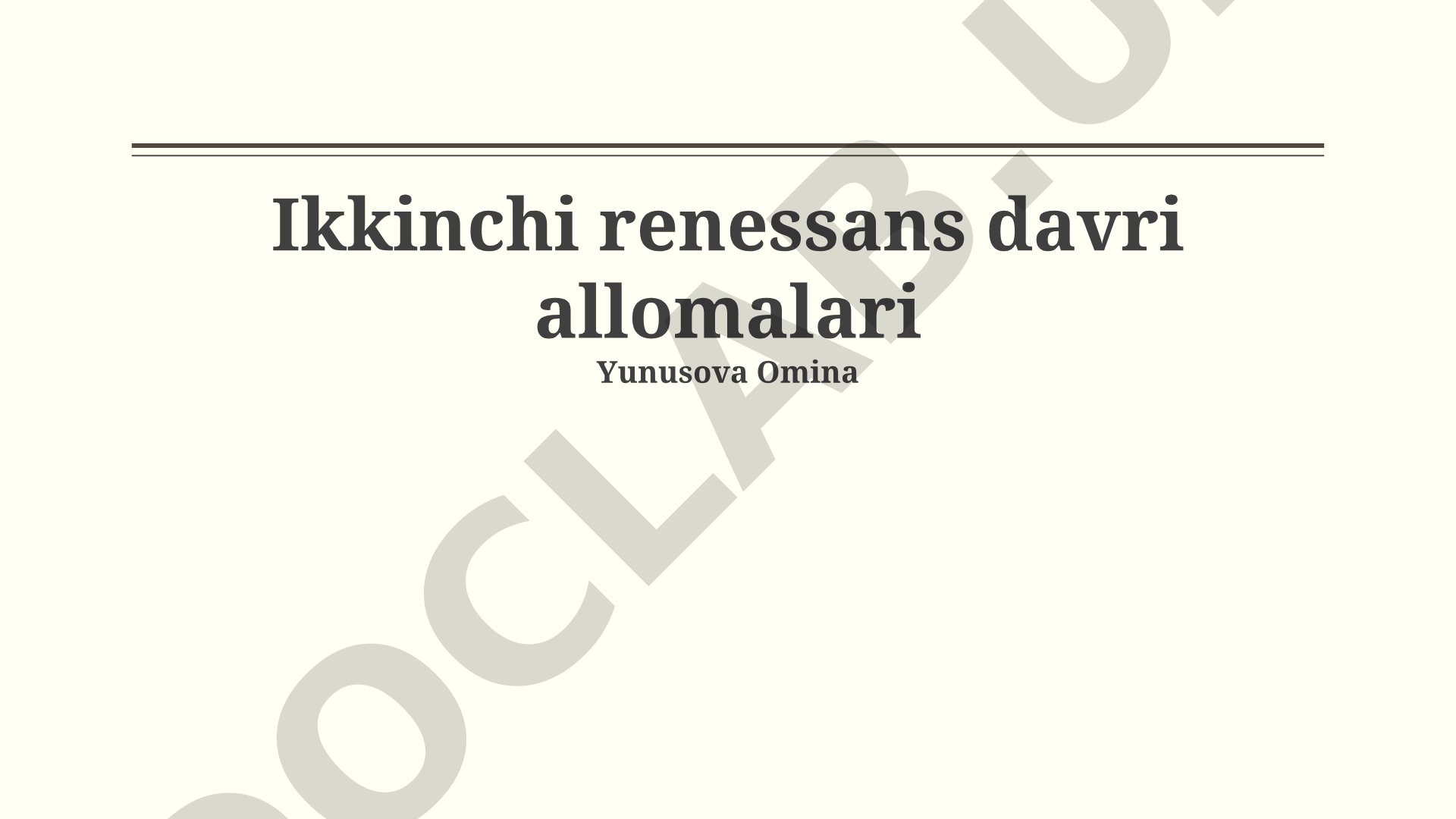 Ikkinchi renessans davri allomalari