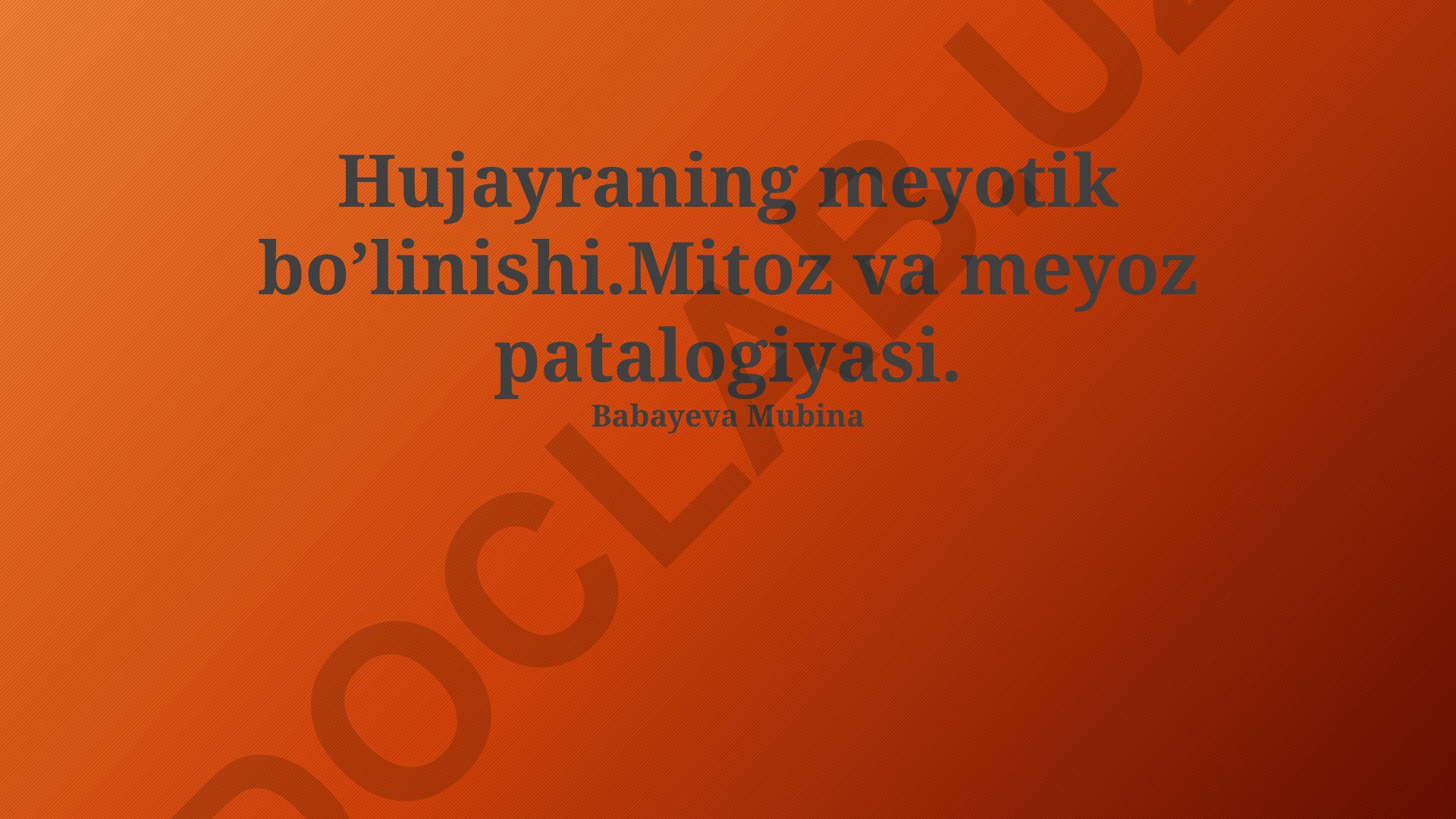 Hujayraning meyotik bo'linishi va patalogiyalari