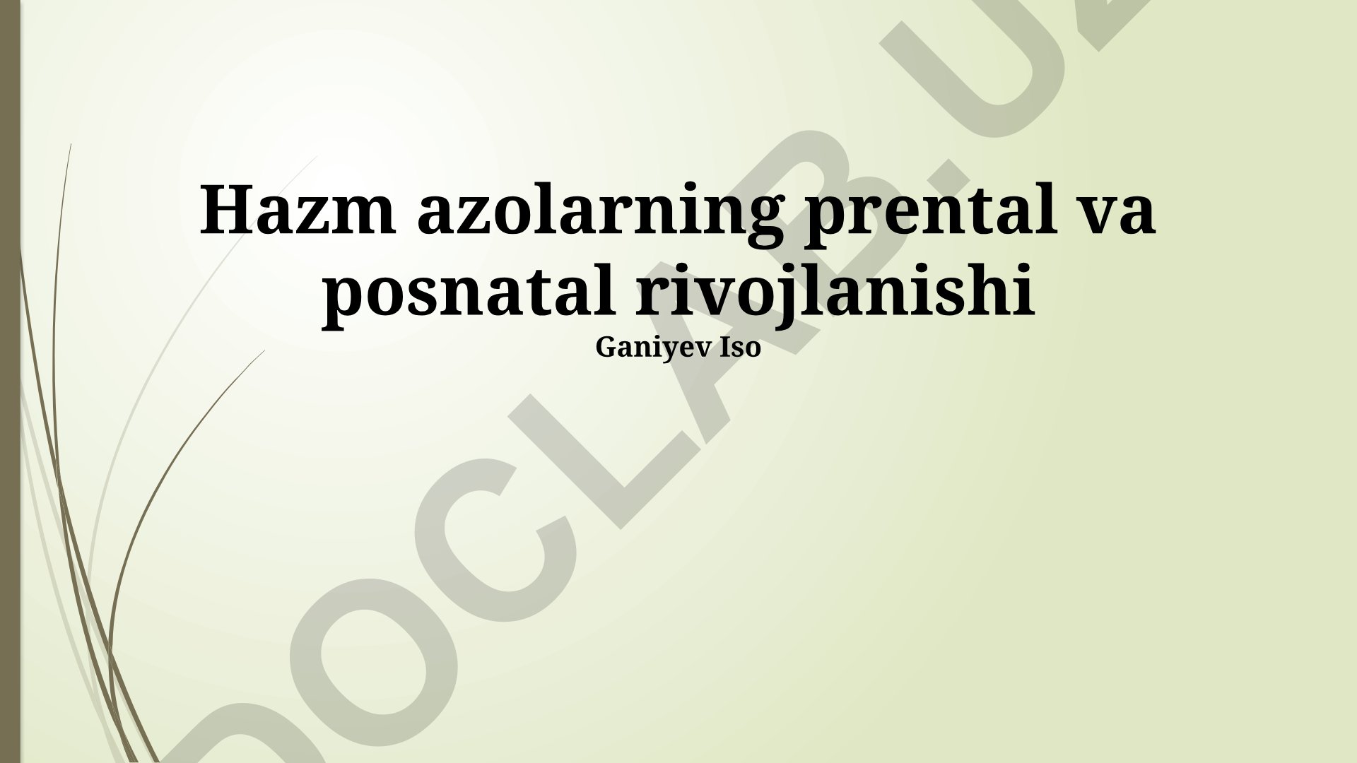 Hazm azolarning prental va posnatal rivojlanishi