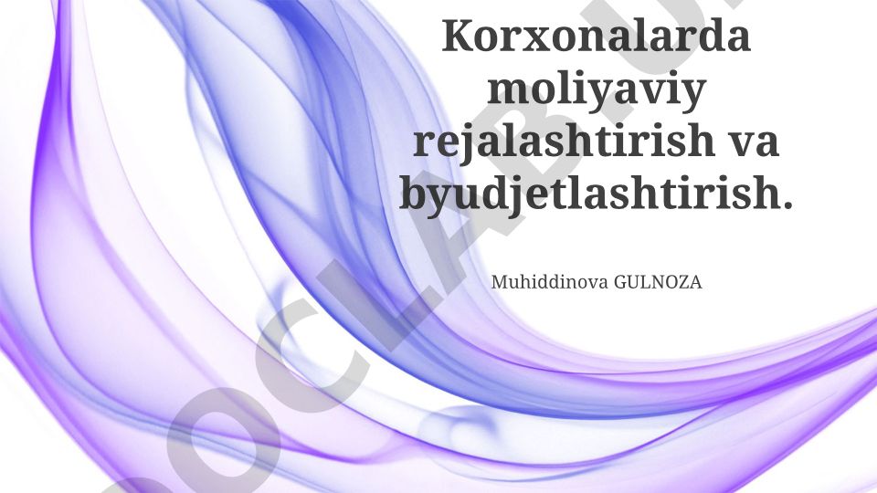 Korxonalarda moliyaviy rejalashtirish va byudjetlashtirish