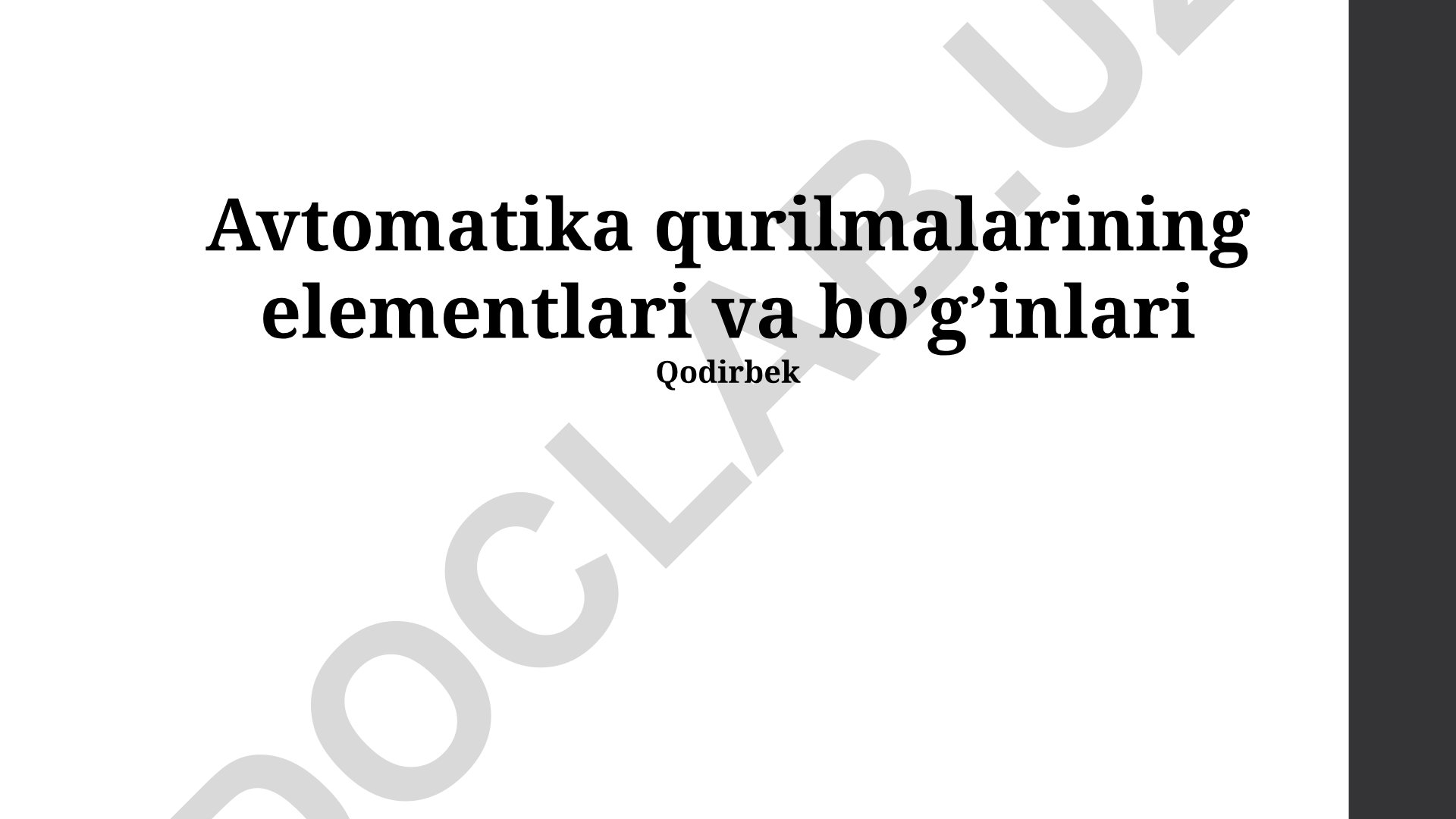 Avtomatika qurilmalarining elementlari va bo'g'inlari