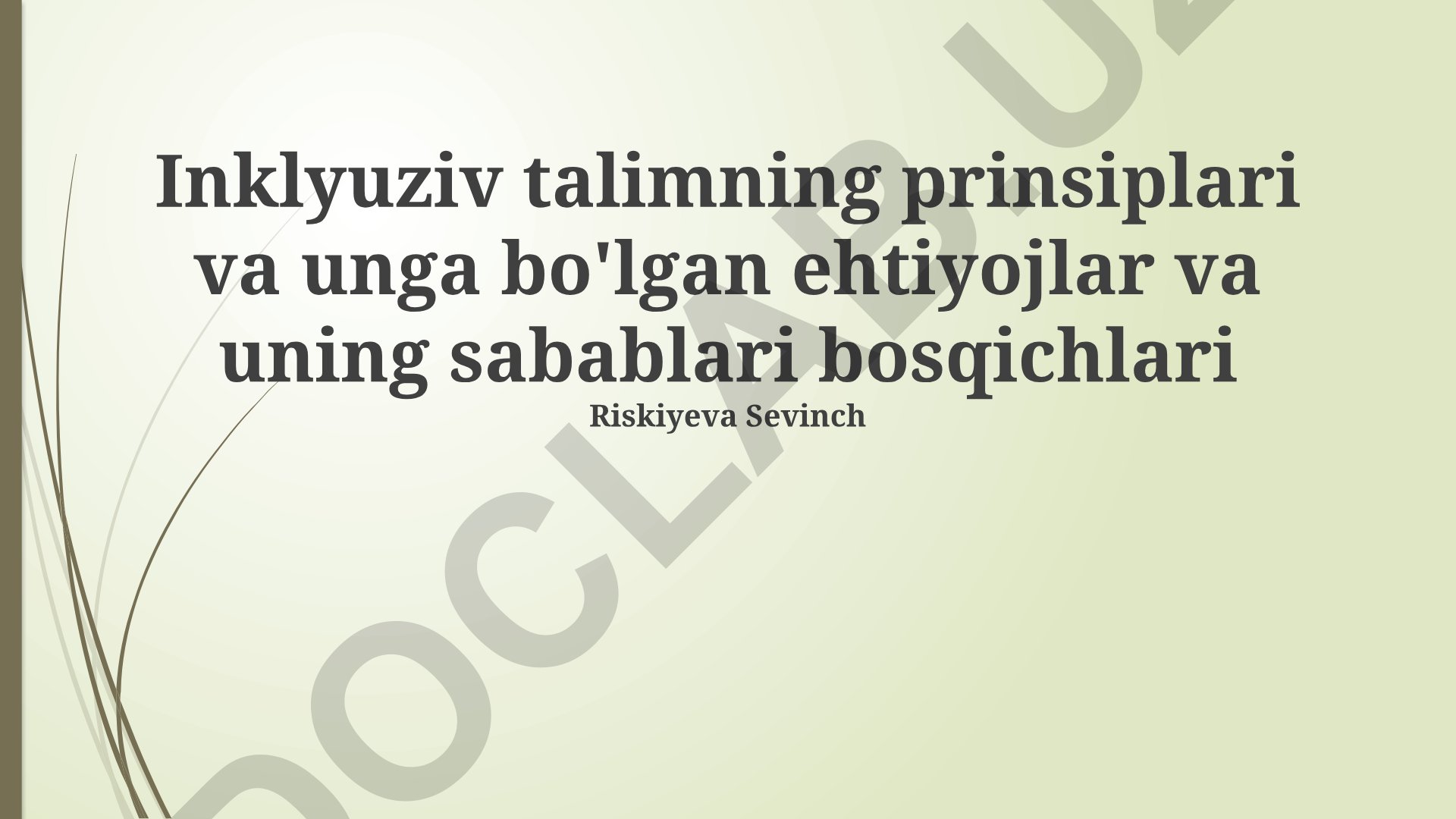 Inklyuziv ta'limning prinsiplari, ehtiyojlari va amalga oshirish bosqichlari