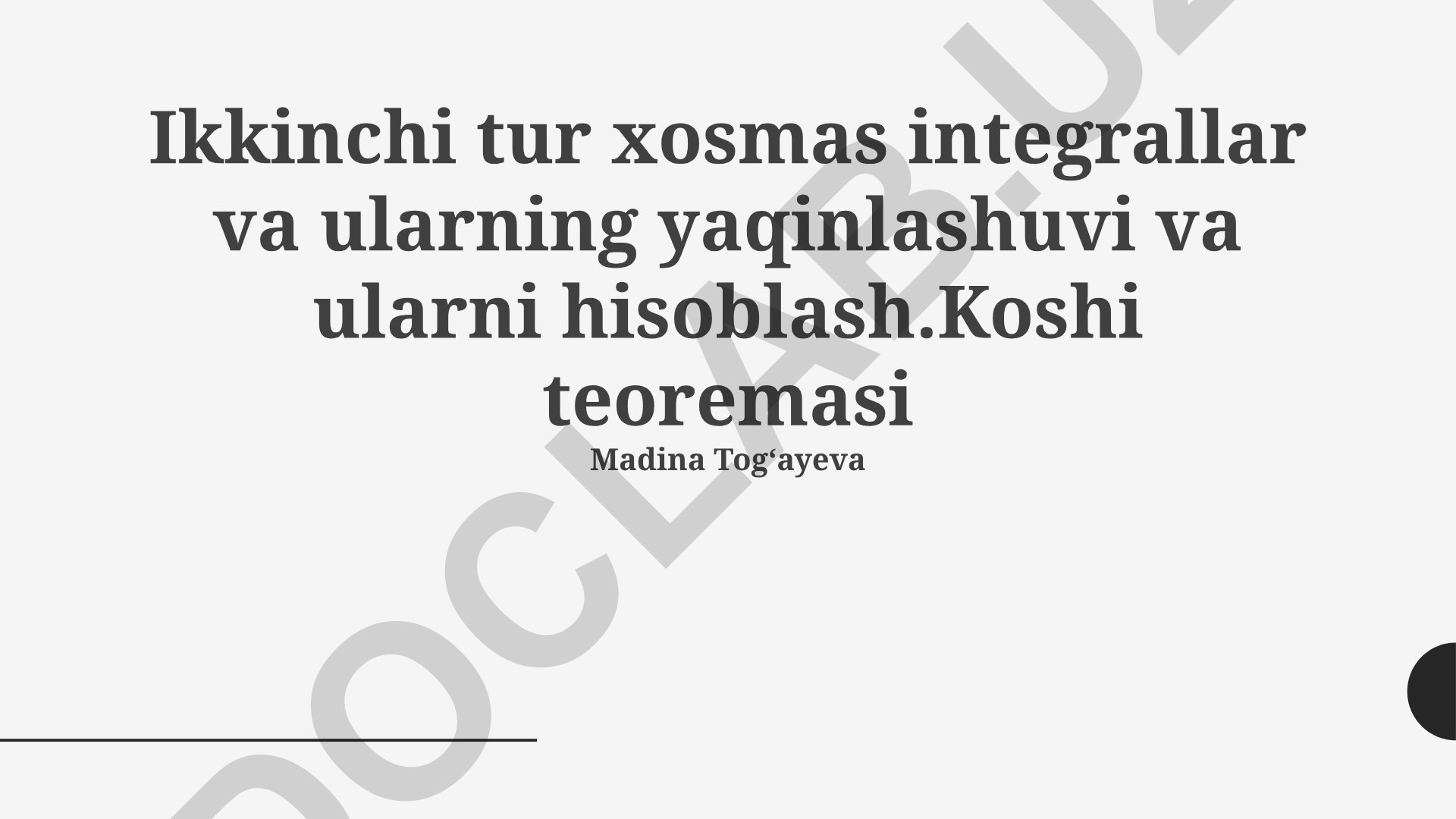 Ikkinchi tur xosmas integrallar va ularning yaqinlashuvi