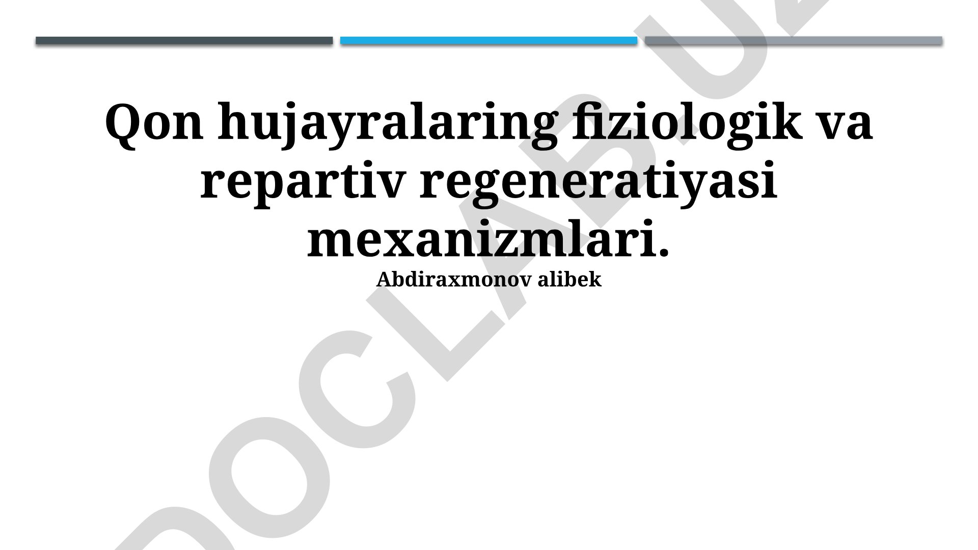 Qon hujayralarining fiziologik va reparativ regeneratsiyasi mexanizmlari