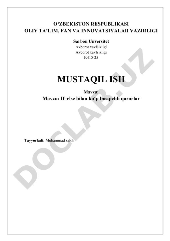 If–else bilan ko‘p bosqichli qarorlar