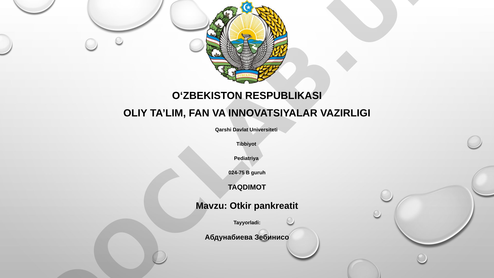 O'tkir pankreatit