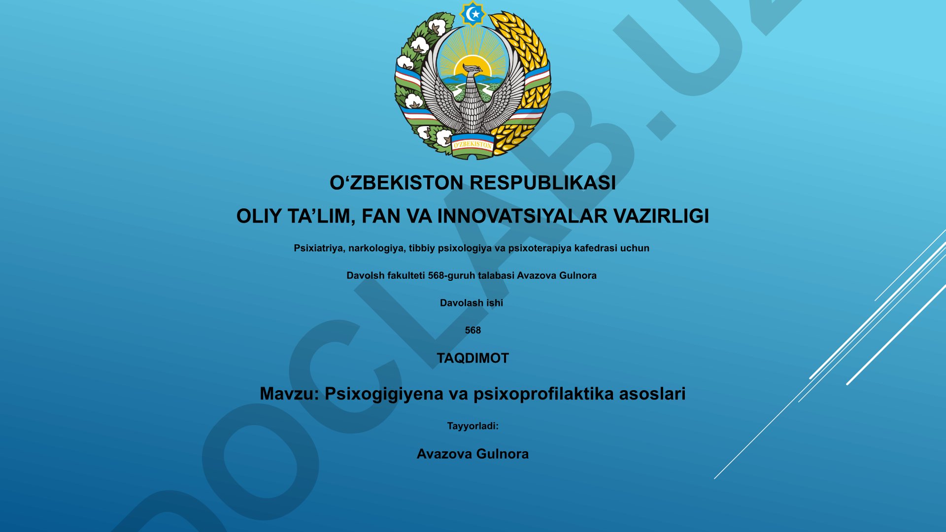 Psixogigiyena va psixoprofilaktika asoslari