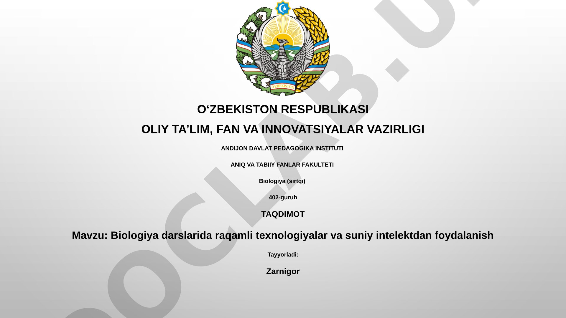 Biologiya darslarida raqamli texnologiyalar va suniy intelektdan foydalanish