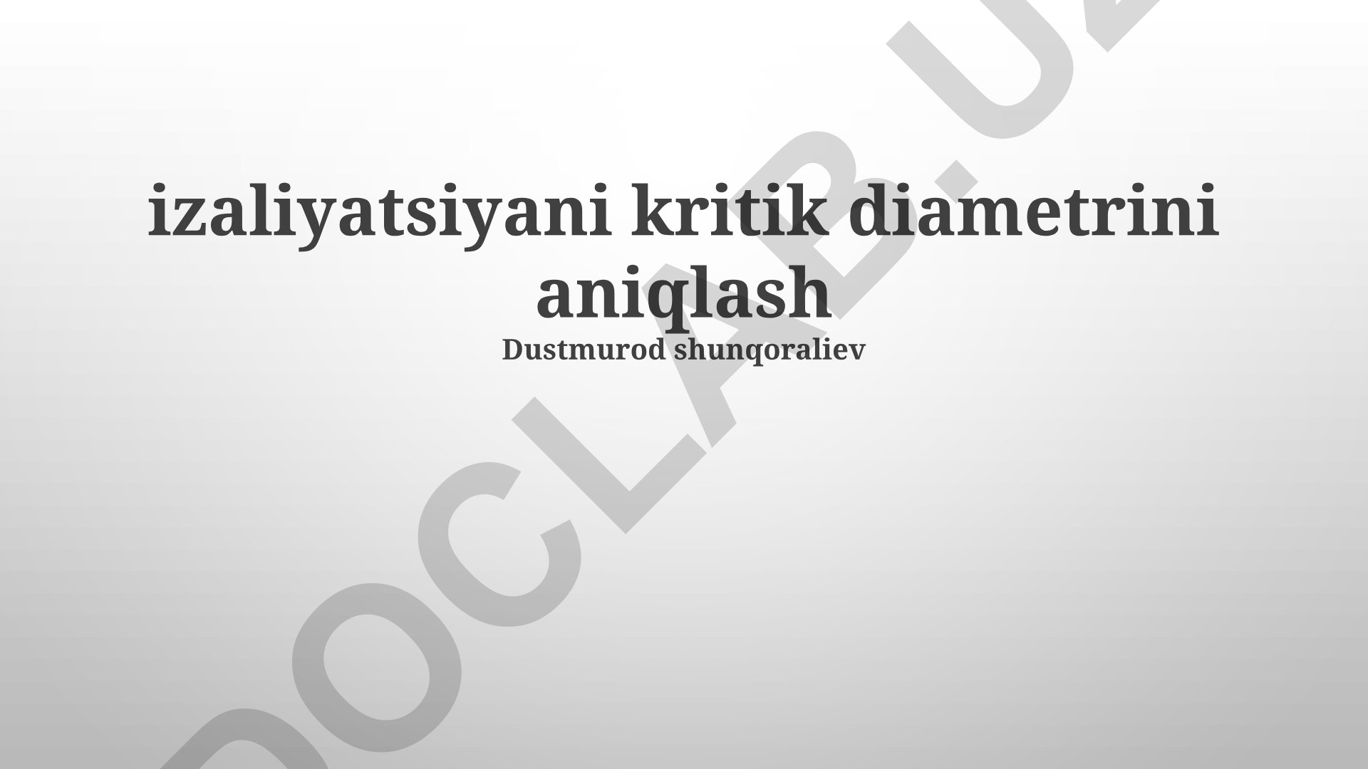 Izolyatsiyaning kritik diametrini aniqlash