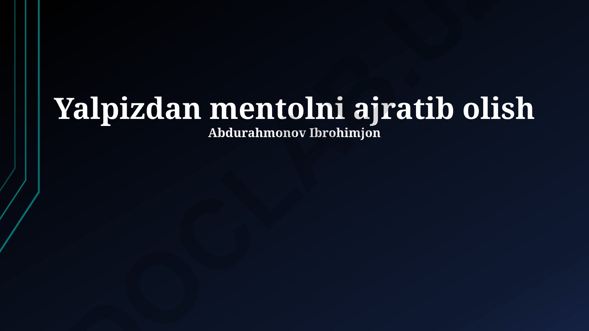 Yalpizdan mentolni ajratib olish