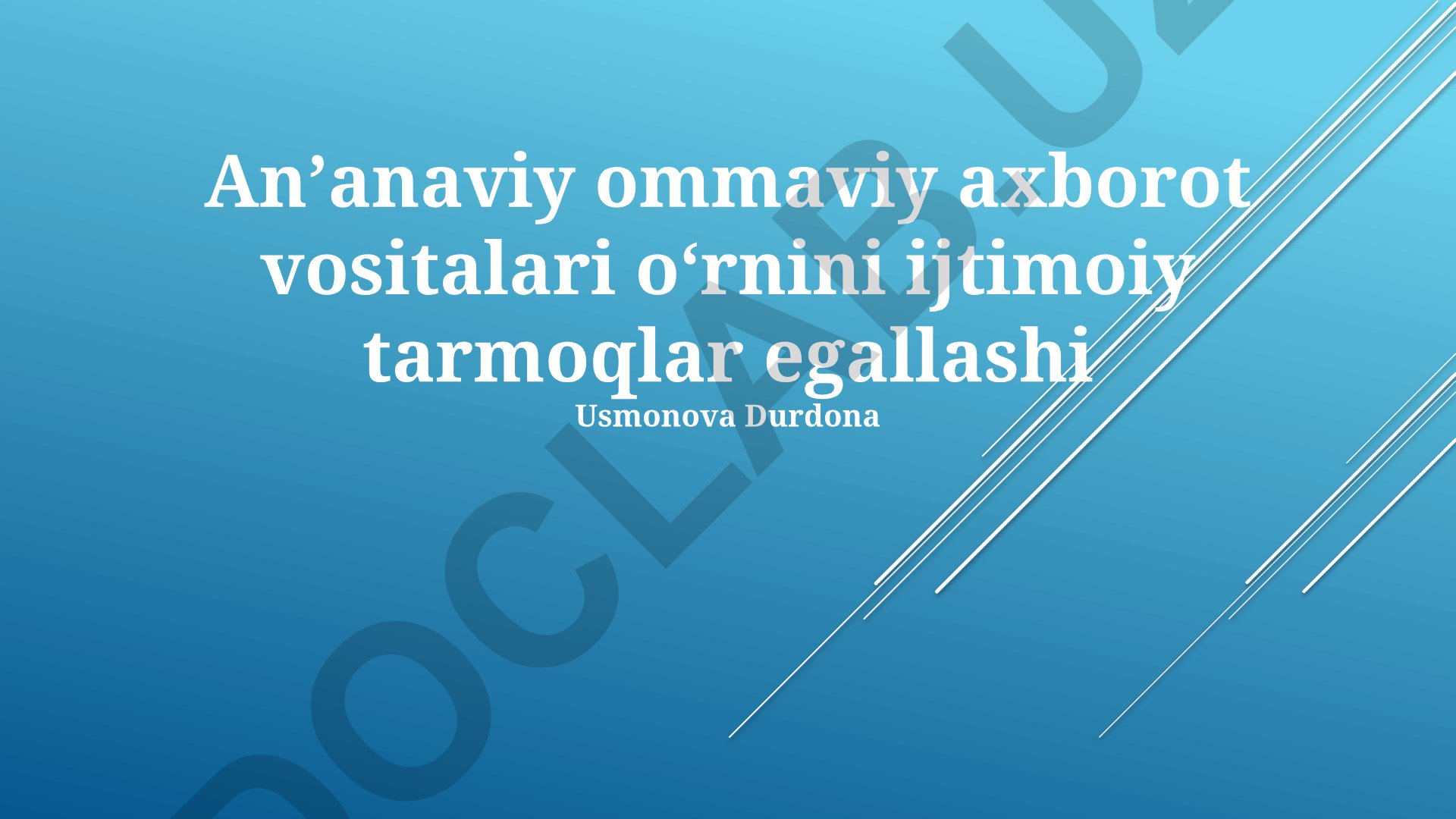 Anʼanaviy ommaviy axborot vositalari oʻrnini ijtimoiy tarmoqlar egallashi