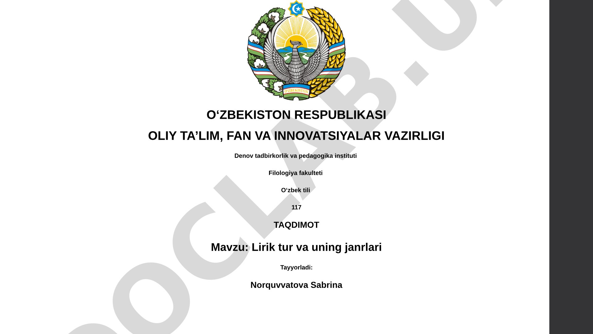 Lirik tur va uning janrlari