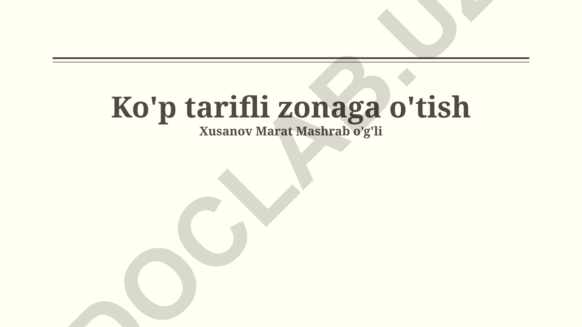 Ko'p tarifli zonaga o'tish