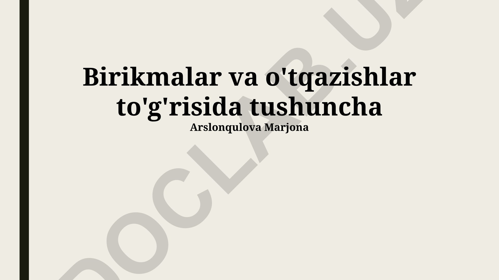 Birikmalar va o'tqazishlar to'g'risida tushuncha