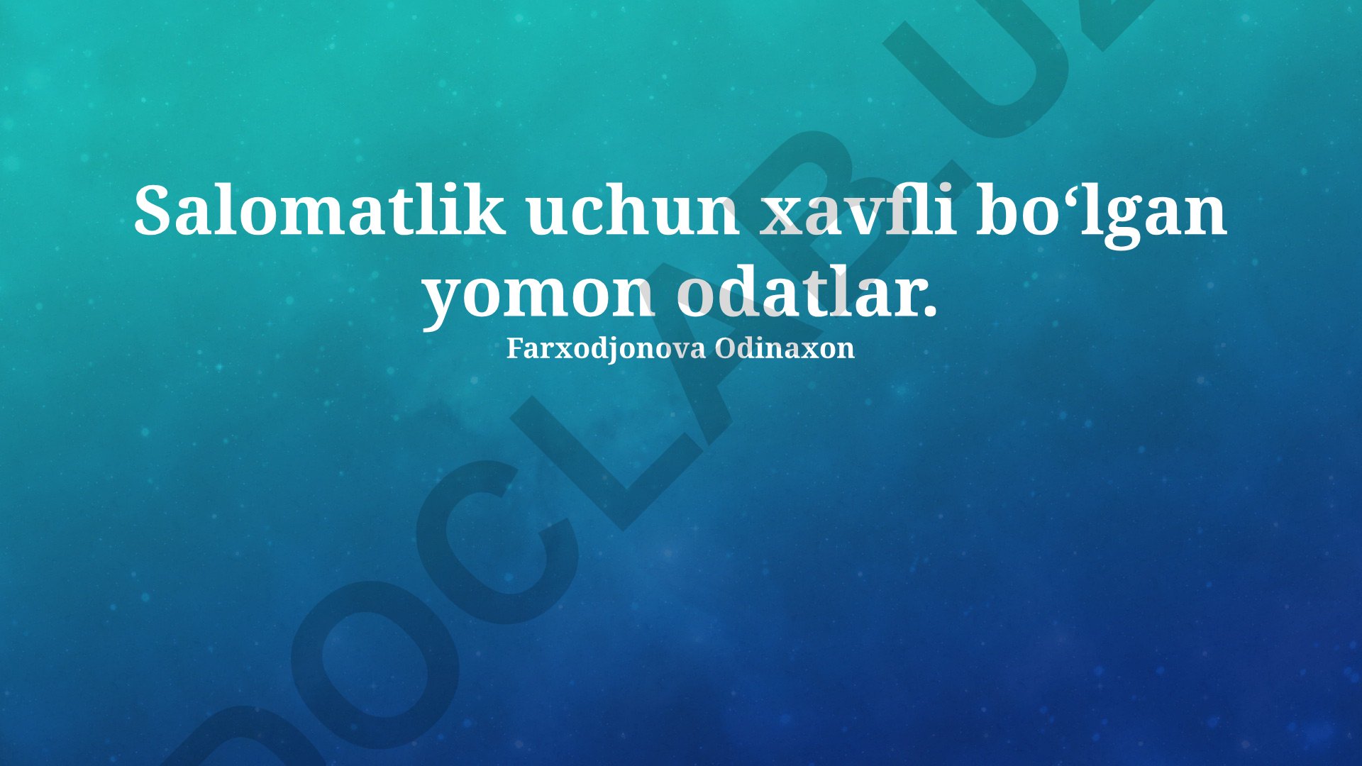 Salomatlik uchun xavfli bo'lgan yomon odatlar
