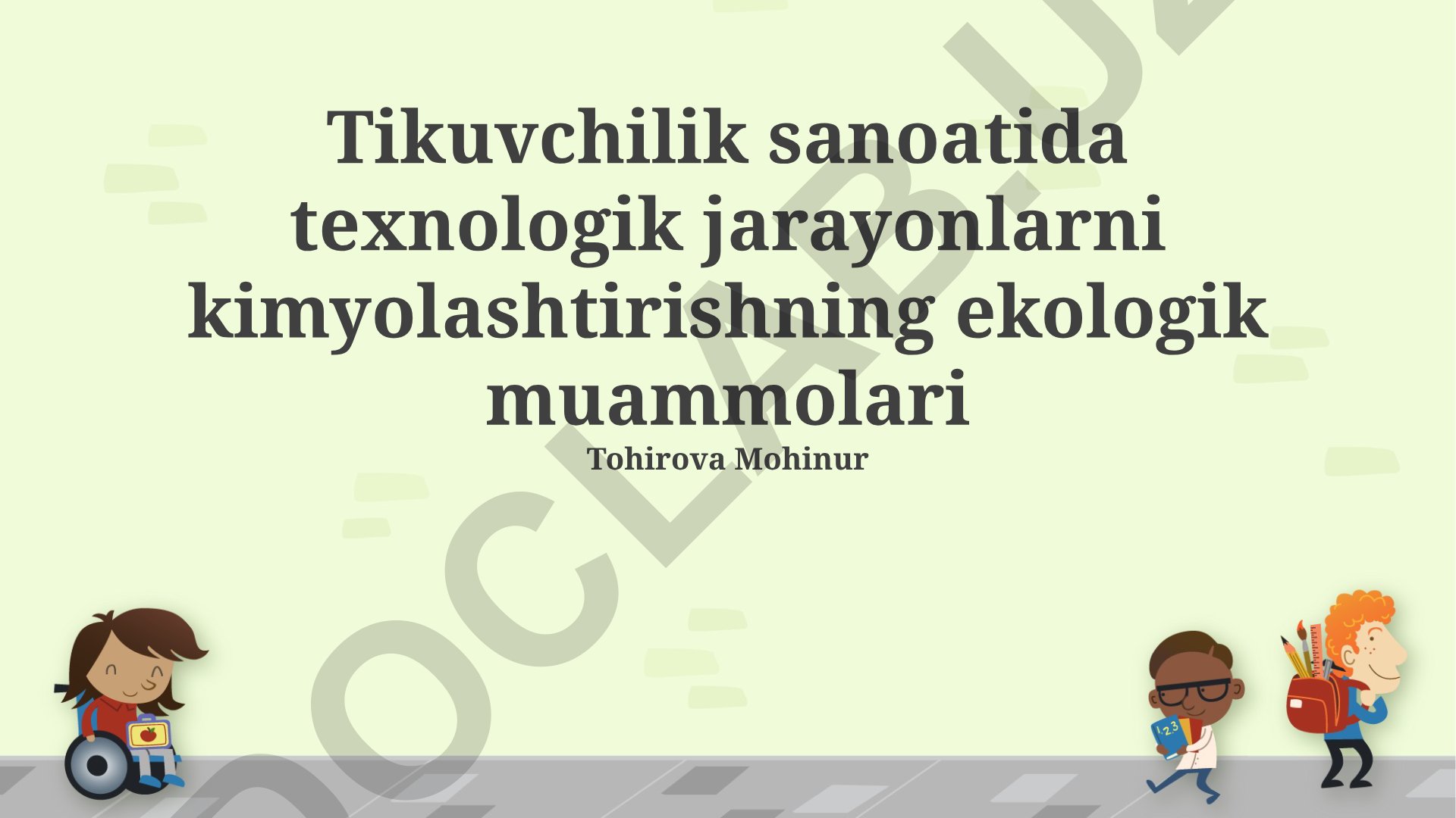 Tikuvchilik sanoatida texnologik jarayonlarni kimyolashtirishning ekologik muammolari