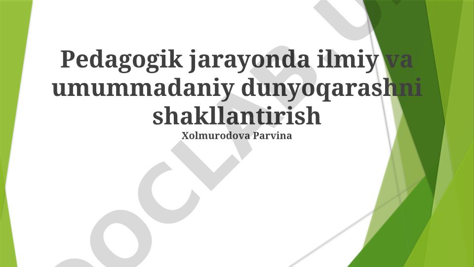 Pedagogik jarayonda ilmiy va umummadaniy dunyoqarashni shakllantirish