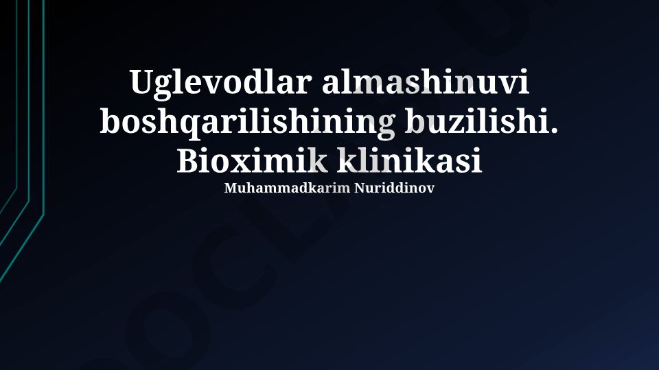 Uglevodlar almashinuvi boshqarilishining buzilishi