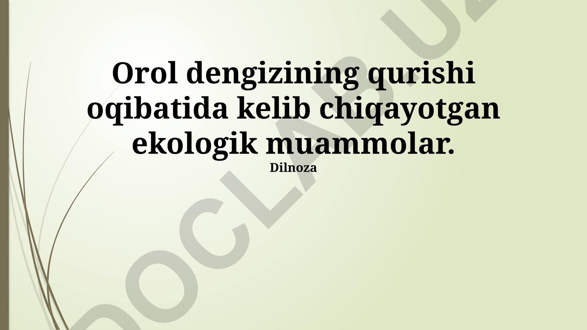 Orol dengizining qurishi oqibatida kelib chiqayotgan ekologik muammolar