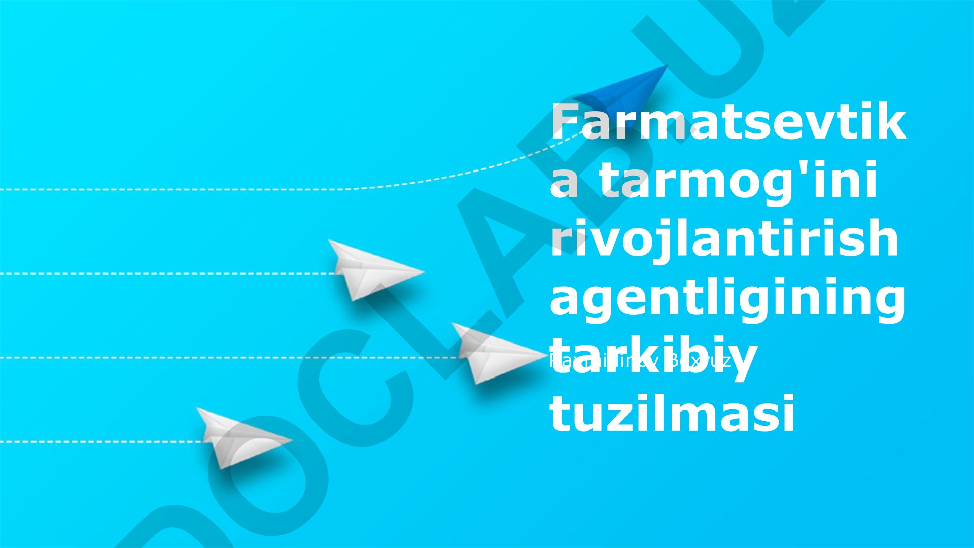 Farmatsevtika tarmog'ini rivojlantirish agentligining tuzilmasi va faoliyati