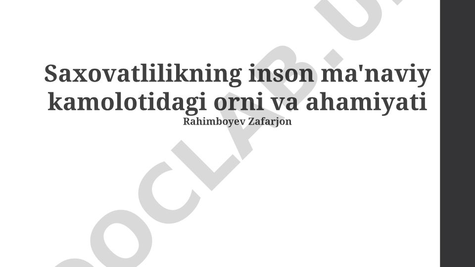 Saxovatlilikning inson ma'naviy kamolotidagi orni va ahamiyati