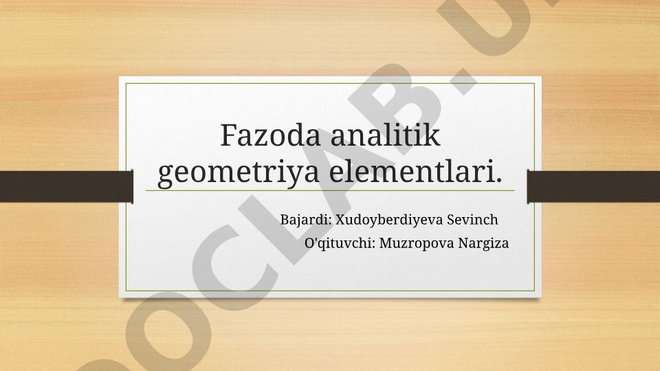 Fazoda analitik geometriya elementlari