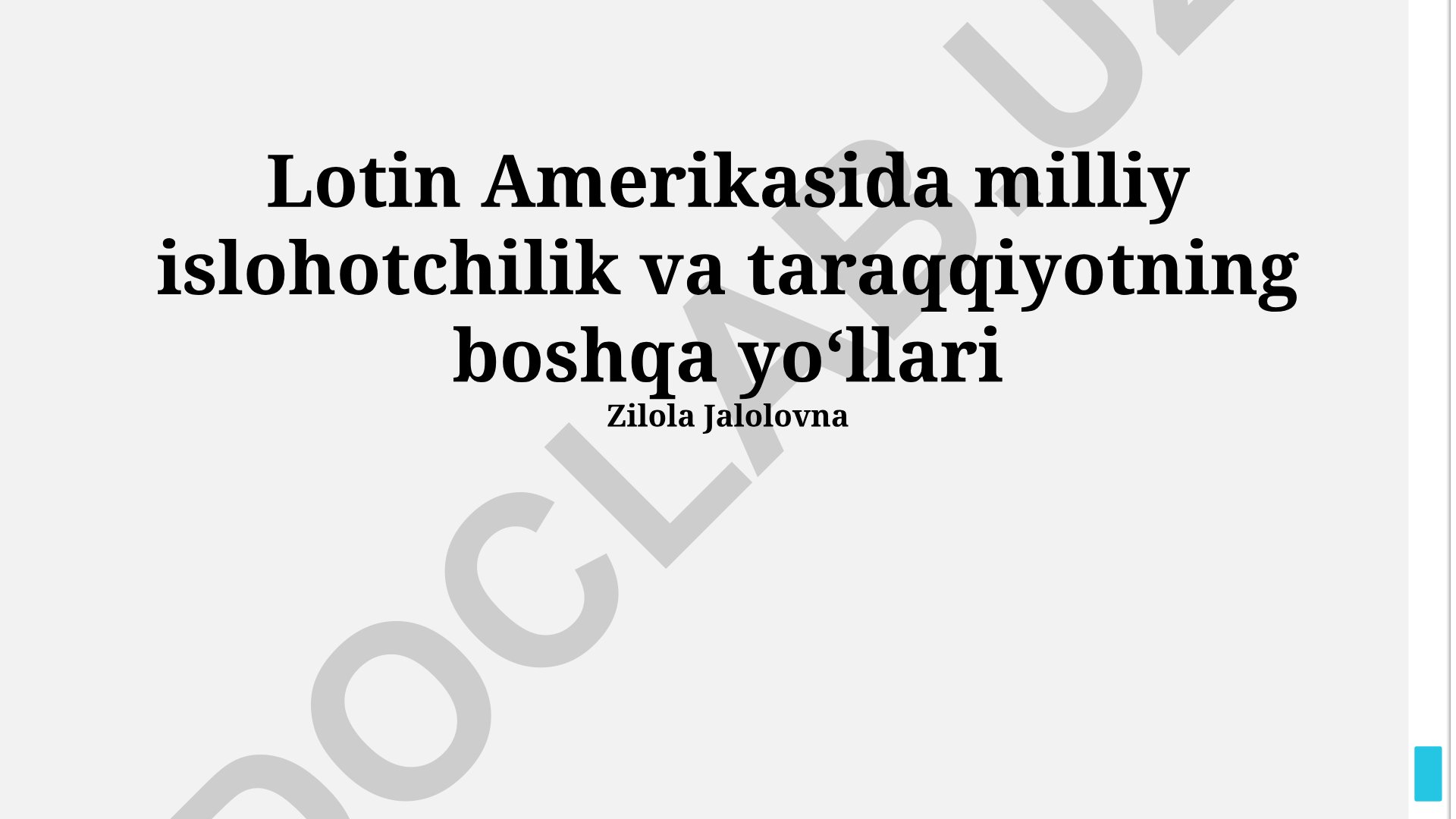 Lotin Amerikasida milliy islohotchilik va taraqqiyotning boshqa yo‘llari