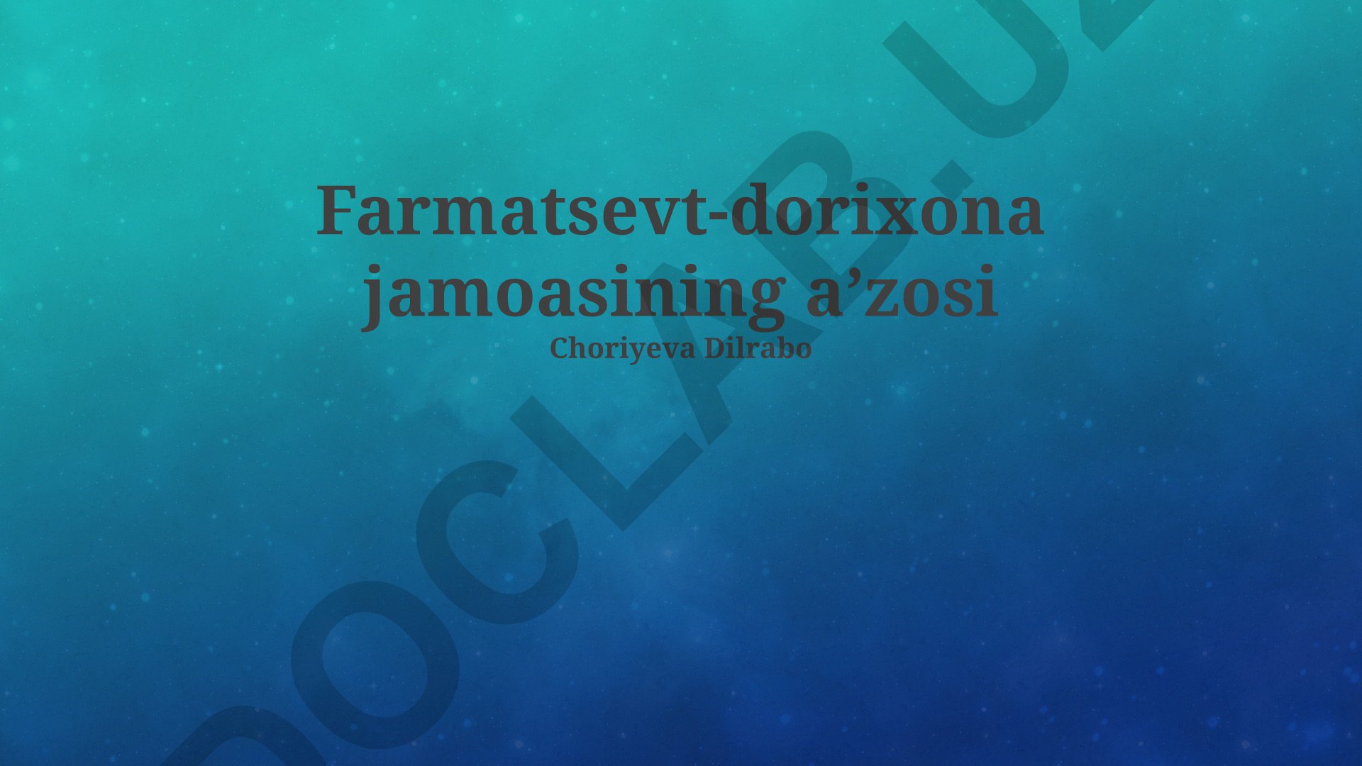 Farmatsevt-dorixona jamoasining vazifalari va bemorlarga xizmat ko'rsatish