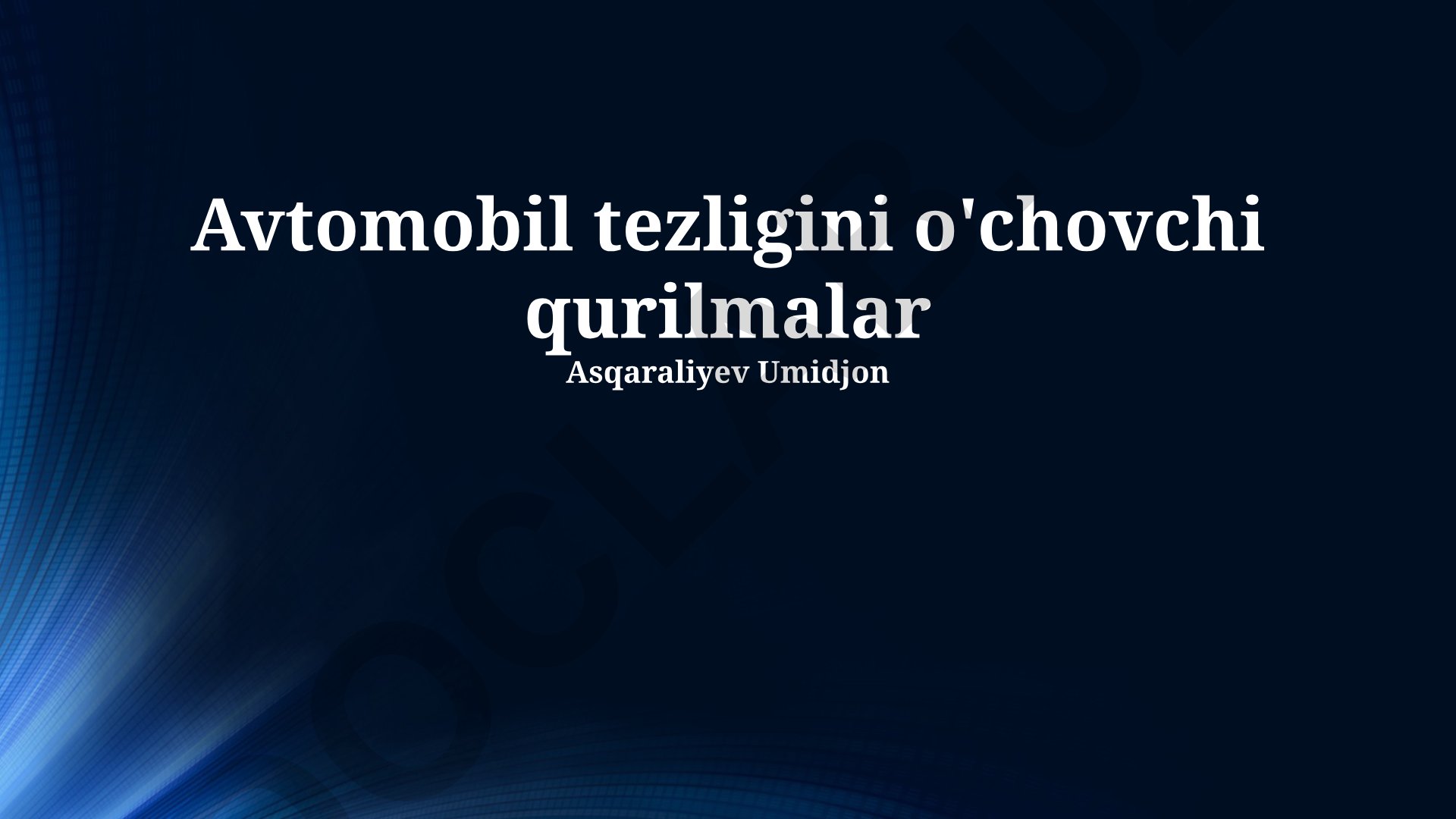 Avtomobil tezligini o'chovchi qurilmalar
