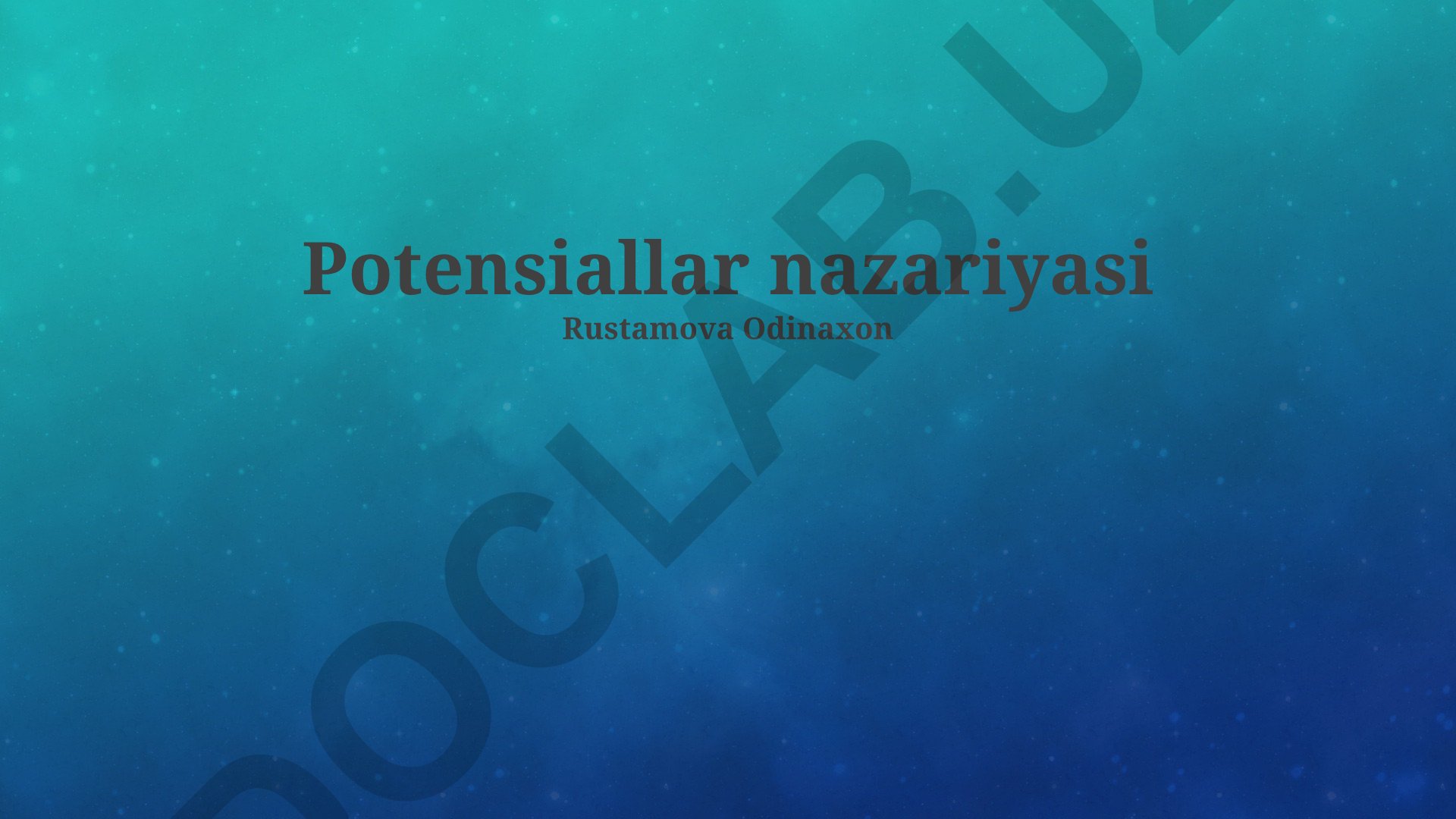 Potensiallar nazariyasi