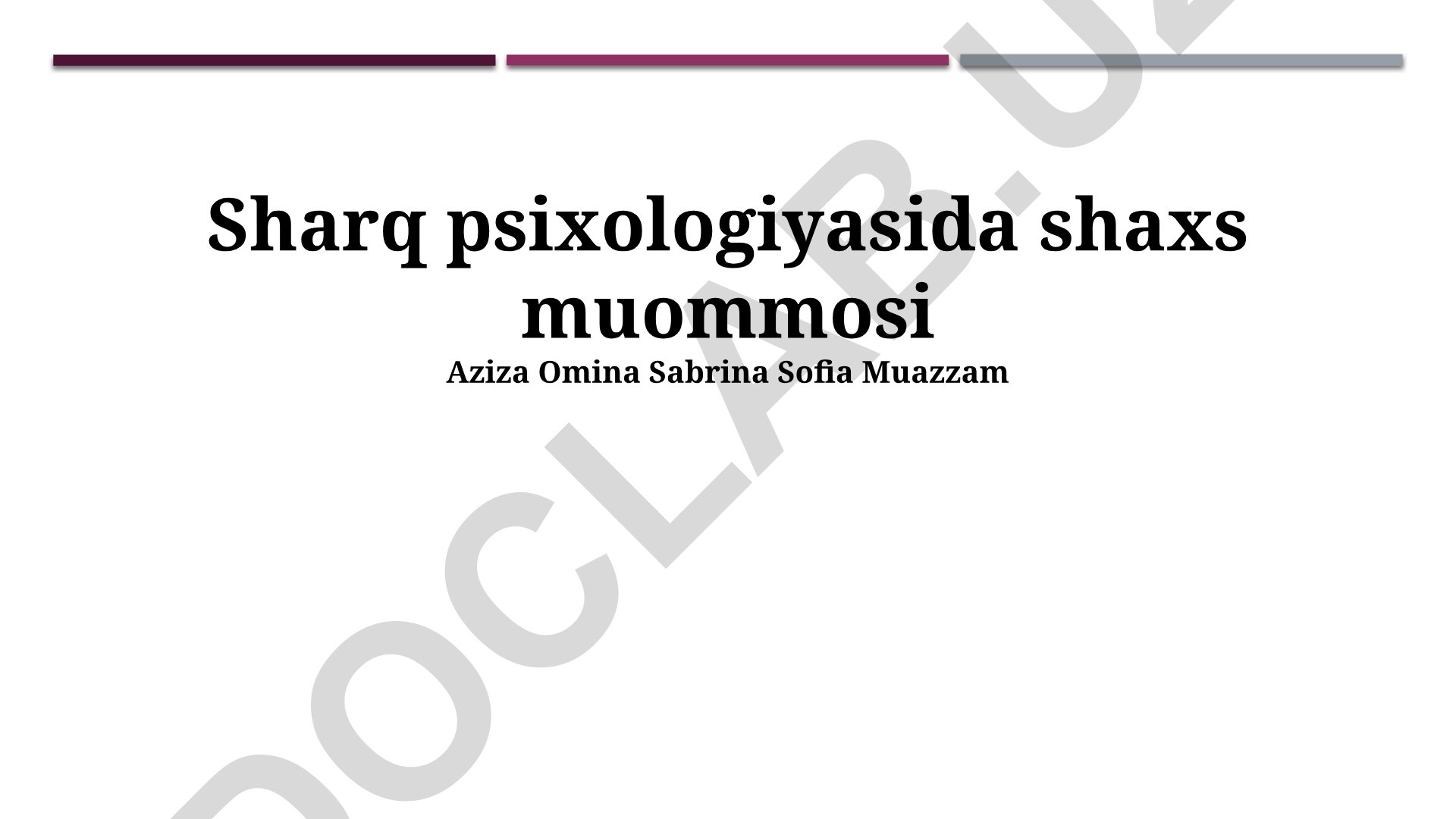Sharq psixologiyasida shaxs muammosi