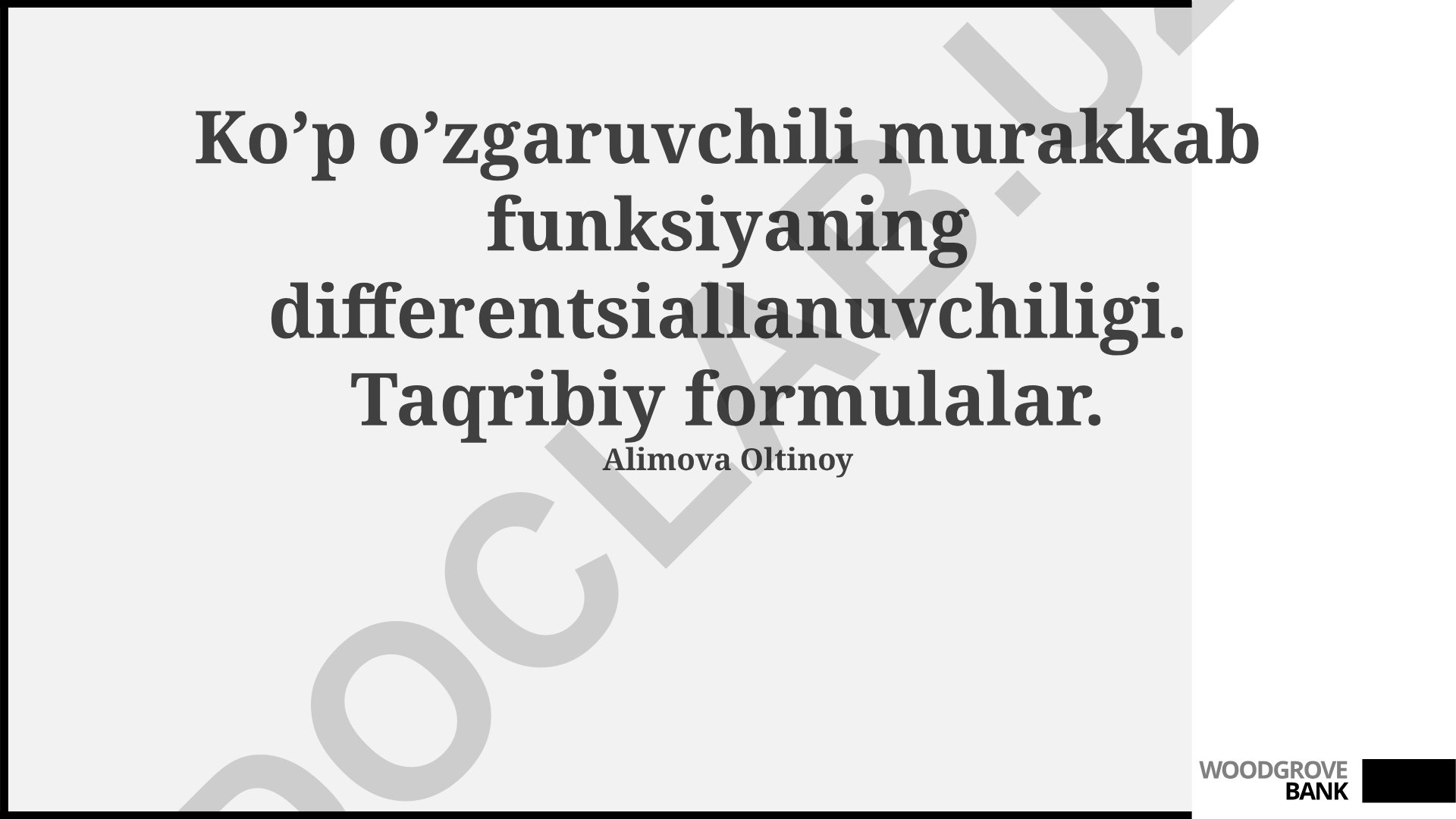 Ko'p o'zgaruvchili murakkab funksiyaning differentsiallanuvchiligi va taqribiy formulalar