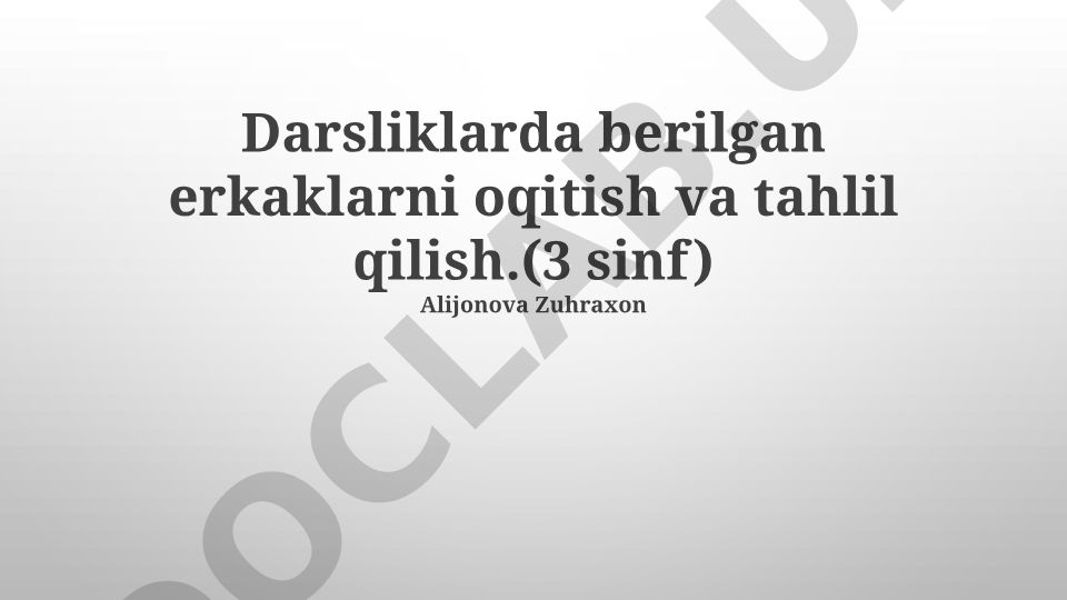 Uchinchi sinf darsliklaridagi erkaklar tasviri va jins stereotiplari tahlili
