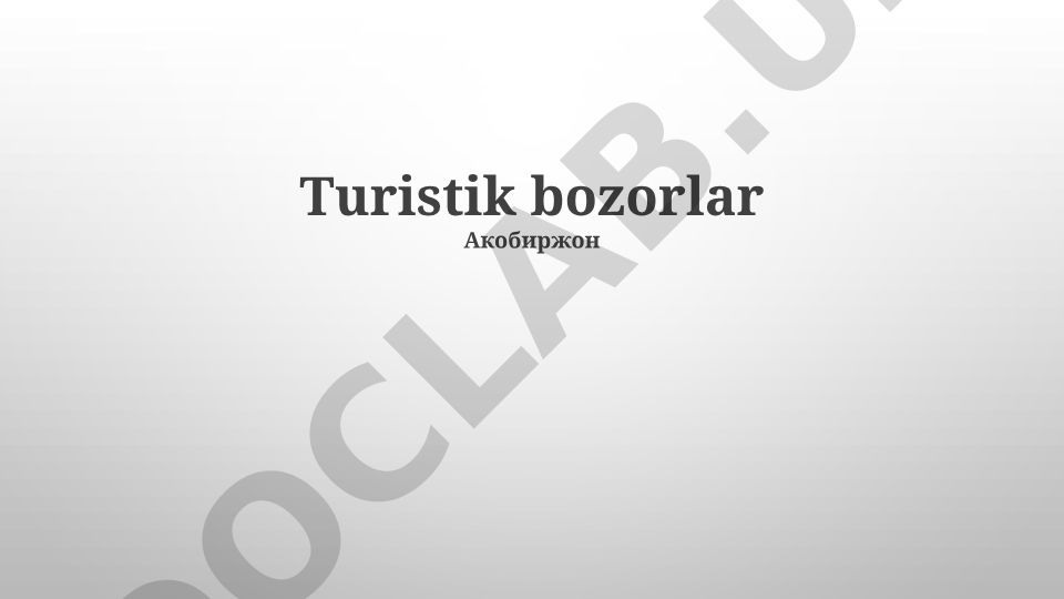 Turistik bozorlar segmentatsiyasi va marketing strategiyalari