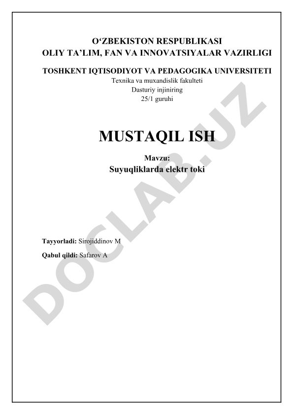 Suyuqliklarda elektr toki