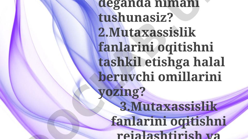 Mutaxassislik fanlarini o'qitishni rejalashtirish va tashkil etish
