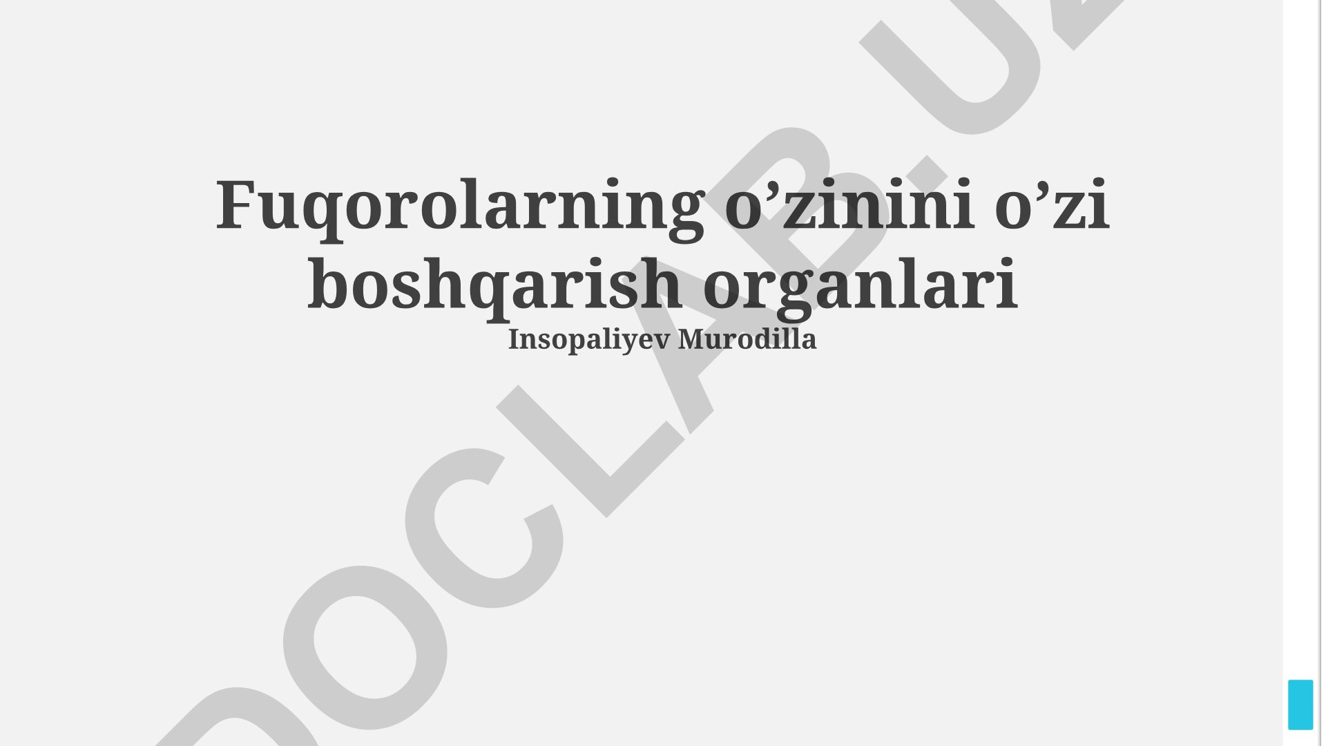 Fuqorolarning o'zini o'zi boshqarish organlari va KTOOlar