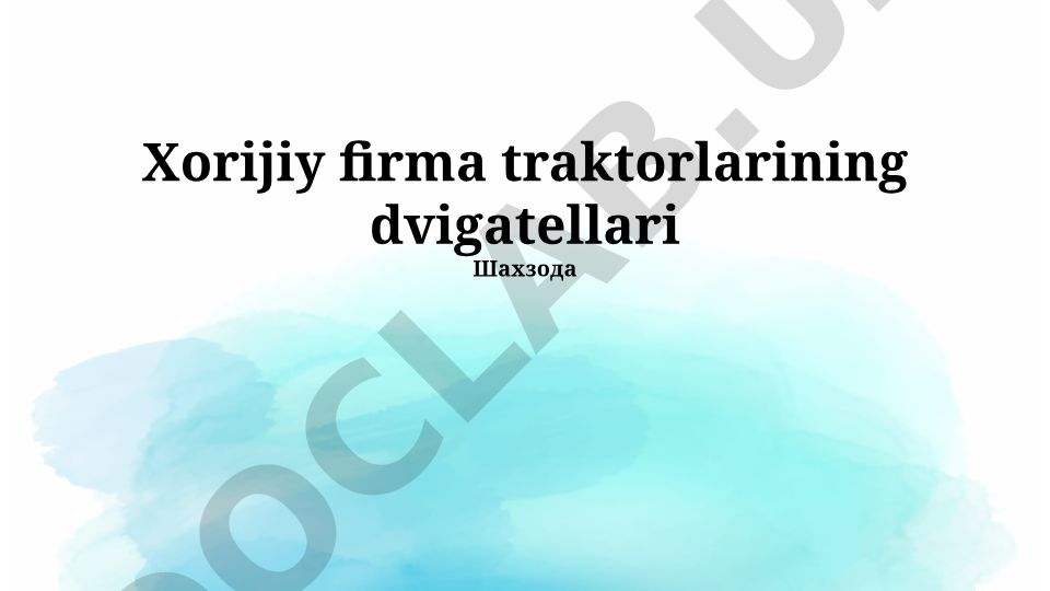 Xorijiy traktor dvigatellari ishonchliligi va texnik xizmati