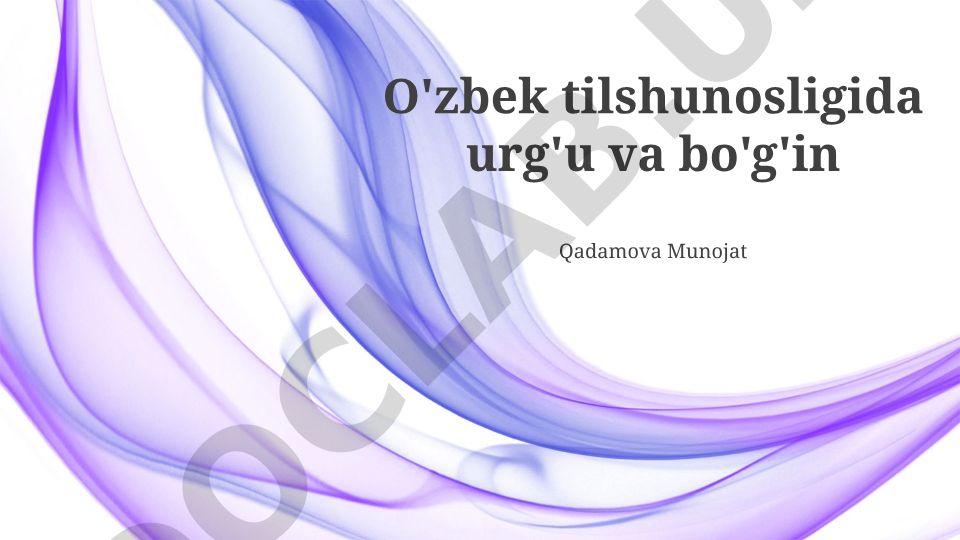 O'zbek tilshunosligida urg'u va bo'g'in