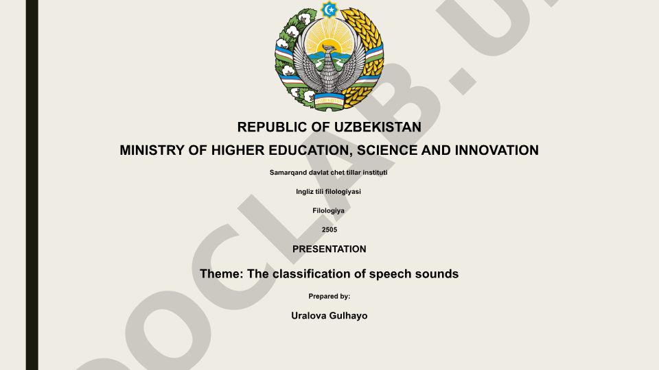 The classification of speech sounds