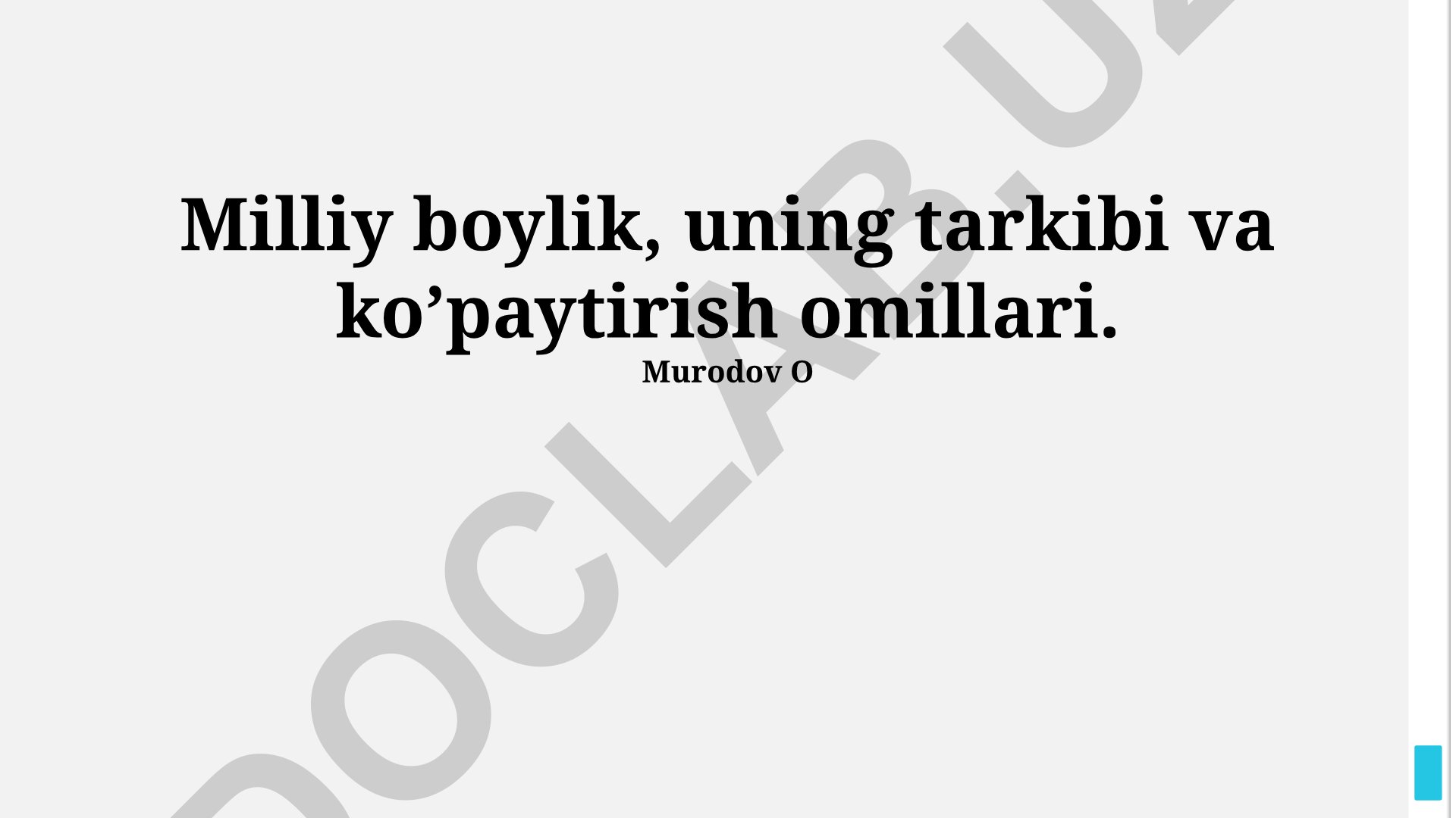 Milliy boylik, uning tarkibi va ko'paytirish omillari