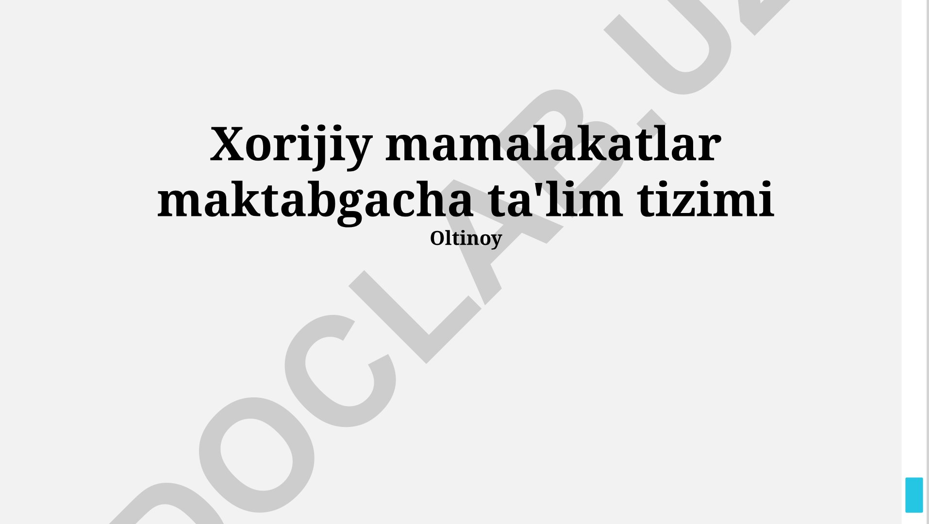 Xorijiy mamlakatlar maktabgacha ta'lim tizimi