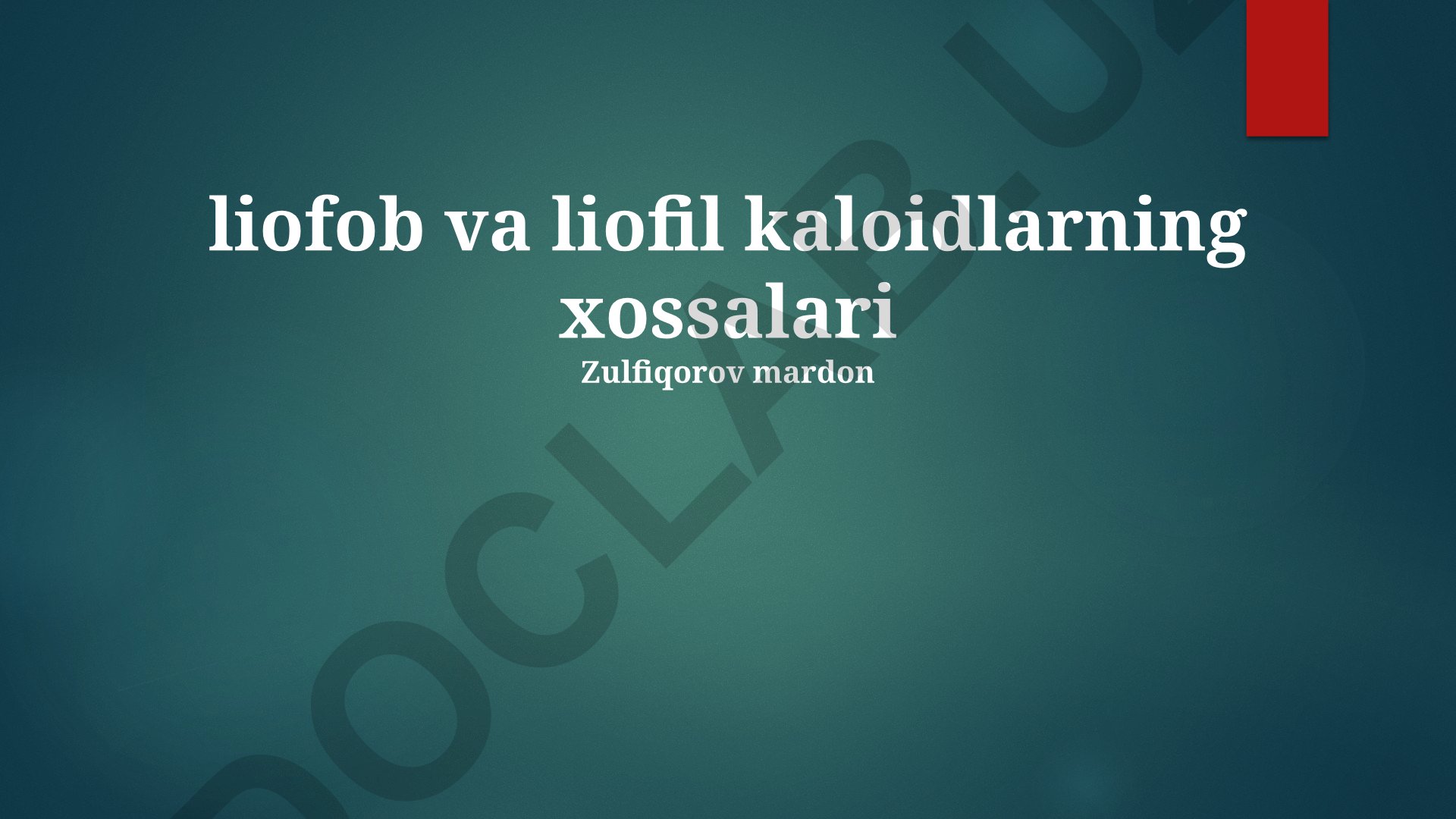 Liofob va liofil kolloidlarning xossalari