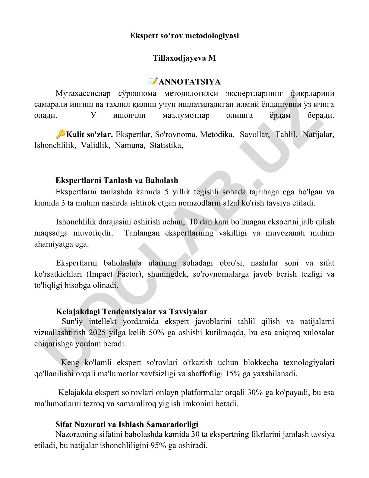 Ekspert soʻrov metodologiyasi